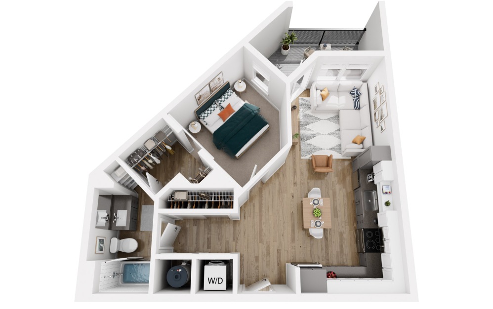 Platform 1.3 - 1 bedroom floorplan layout with 1 bathroom and 630 square feet (Floor 1)