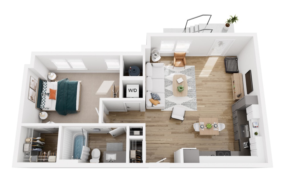 Platform 1.6 - 1 bedroom floorplan layout with 1 bathroom and 753 square feet (Floor 1)