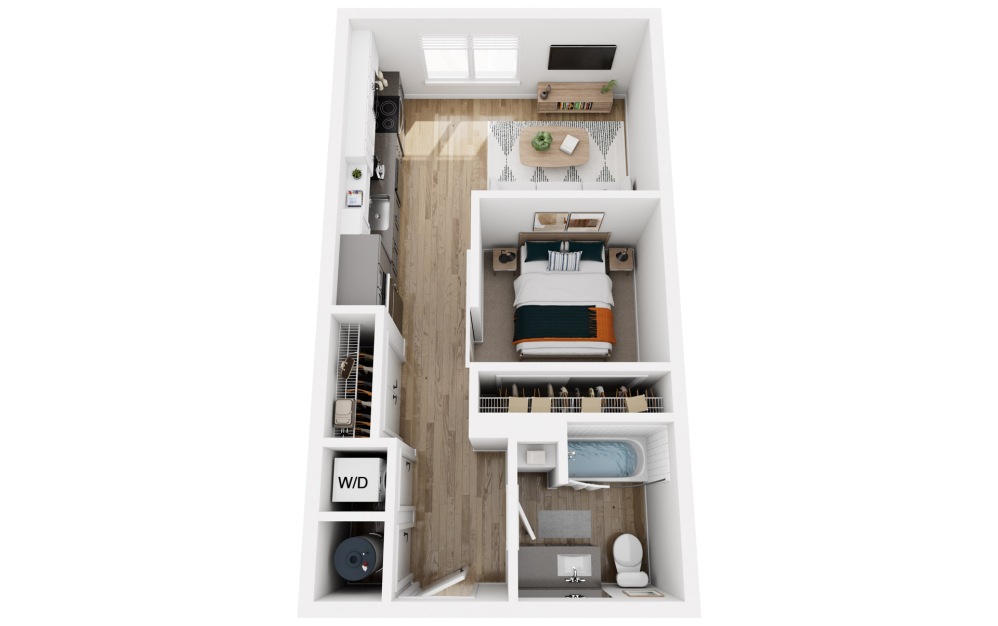 Platform S1 - Studio floorplan layout with 1 bathroom and 520 square feet (Floor 1)