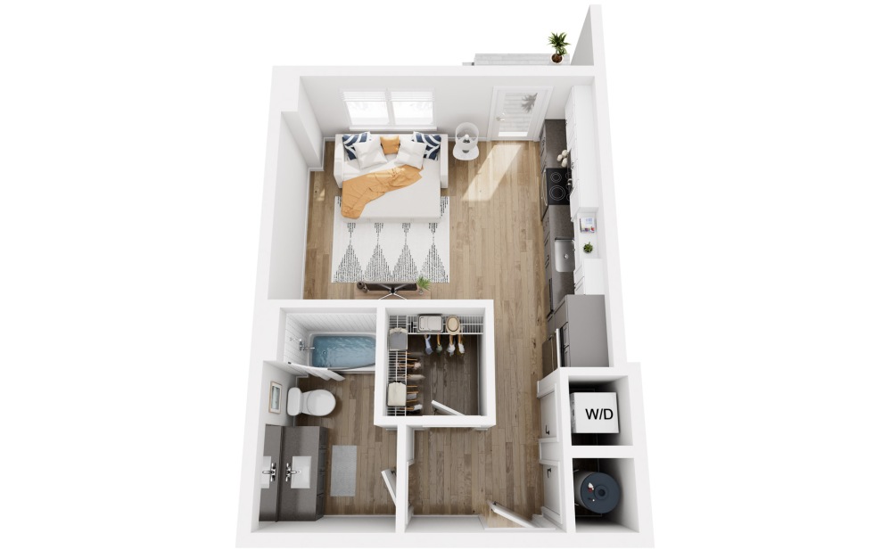 Platform S6 - Studio floorplan layout with 1 bathroom and 477 square feet (Floor 1)